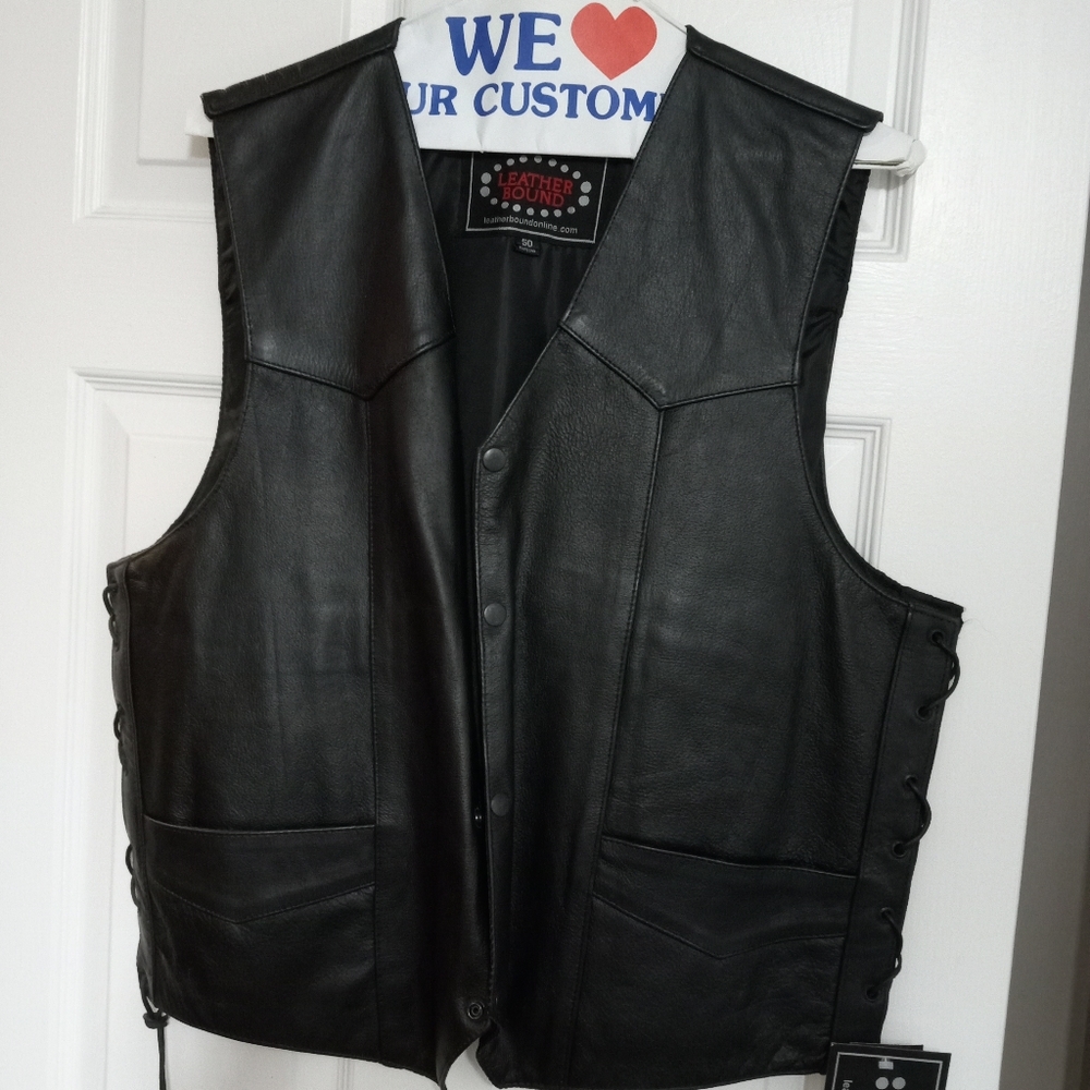 Leather motorcycle vest